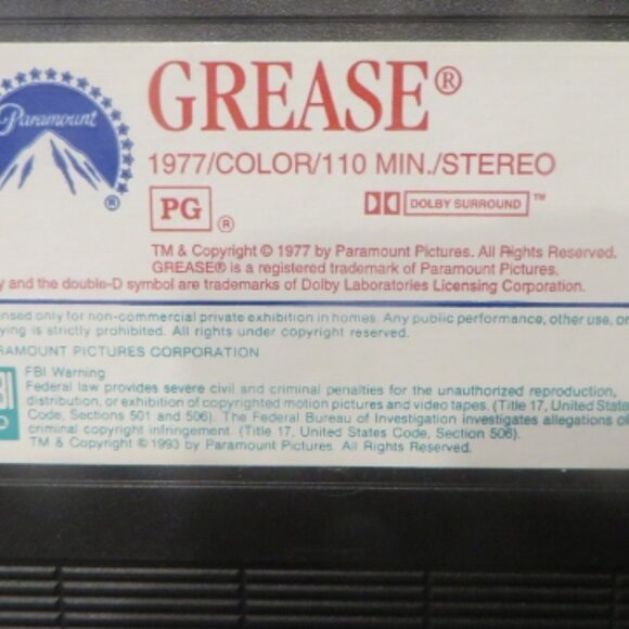 GREASE - 1978 - VHS (1990 Release) - Picture 9 of 11